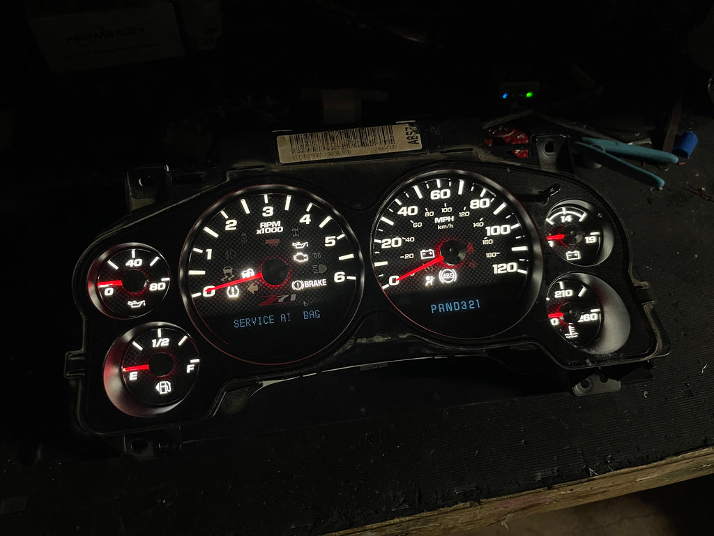 Z71 2007–2012 Silverado Sierra Tahoe Yukon Instrument Cluster | White LEDs | Programmed Mileage