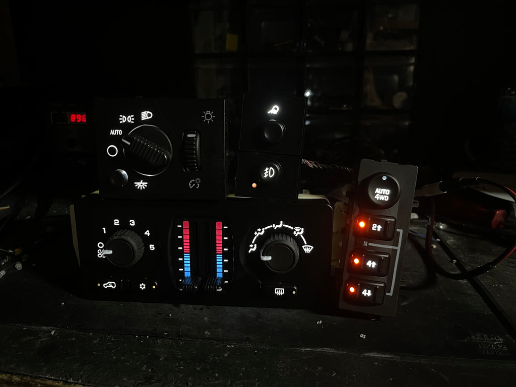 GMT800 LED Control Combo Package – Headlight/Fog, A/C Heater & 4WD Switch