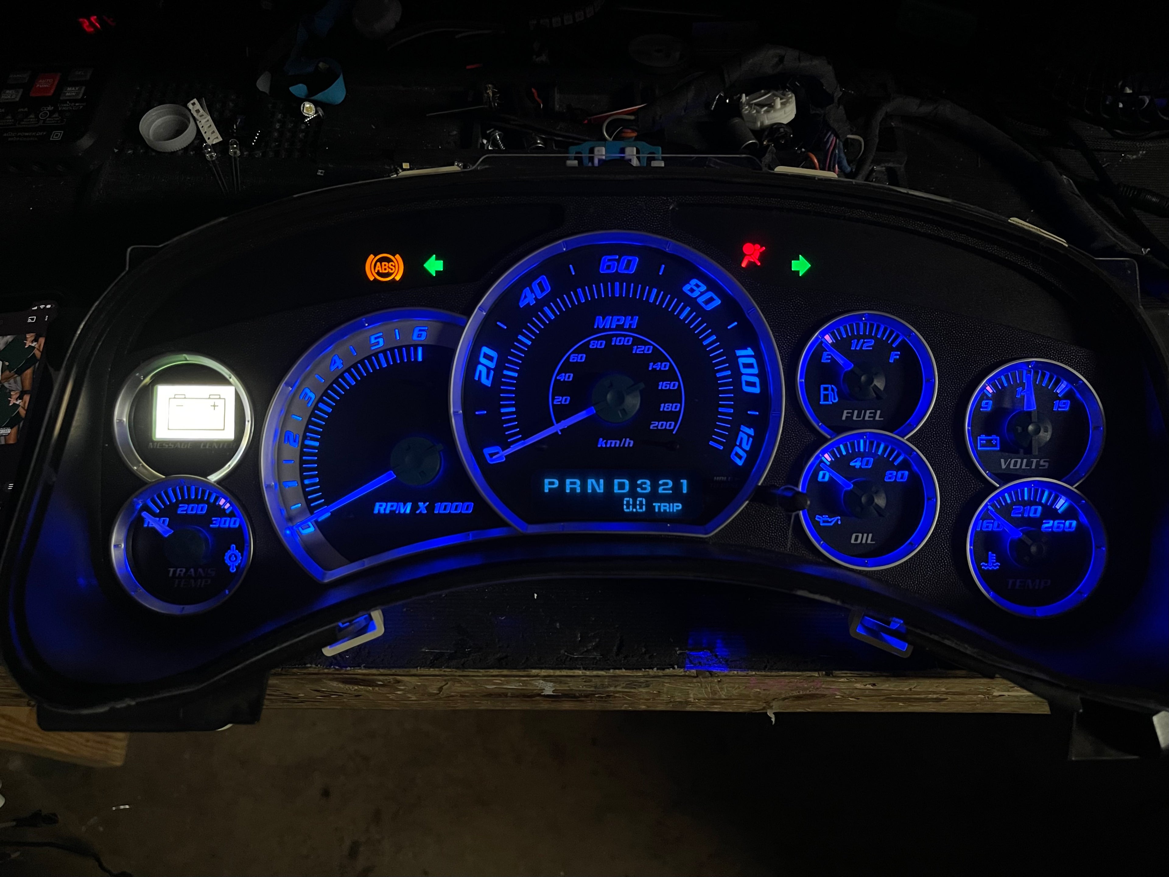1999–2002 Escalade and Silverado / Sierra blue  SS 120 MPH Gauge Cluster – blue LEDs + | Plug & Play Rebuild