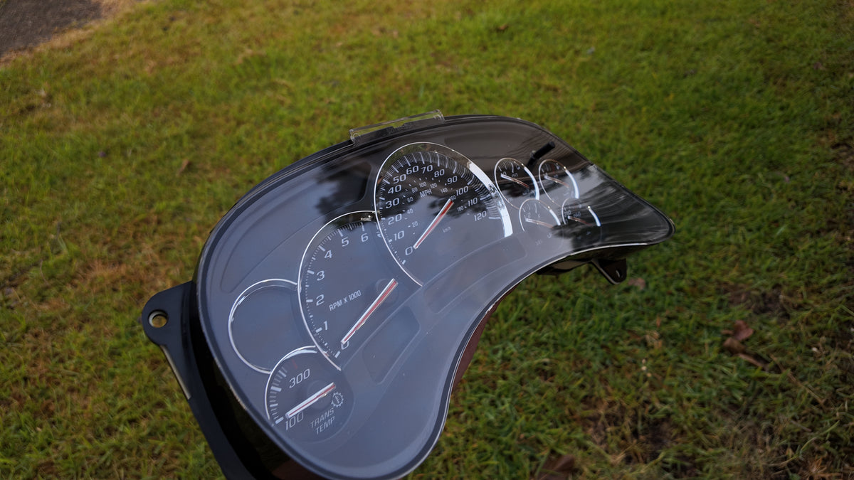 2003–2007 GM Custom Cluster – US Speedo SS Black Edition (Platinum Needles / Chrome Bezel)