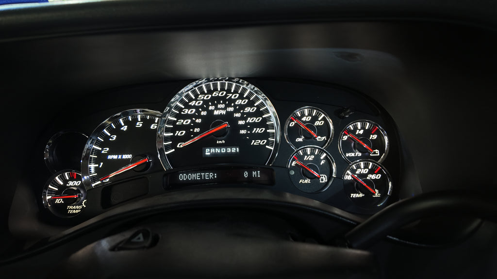 2003–2007 GM Custom Cluster – US Speedo SS Black Edition (Platinum Needles / Chrome Bezel)