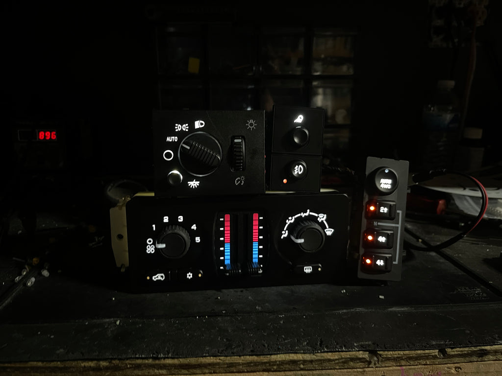 GMT800 LED Control Combo Package – Headlight/Fog, A/C Heater & 4WD Switch