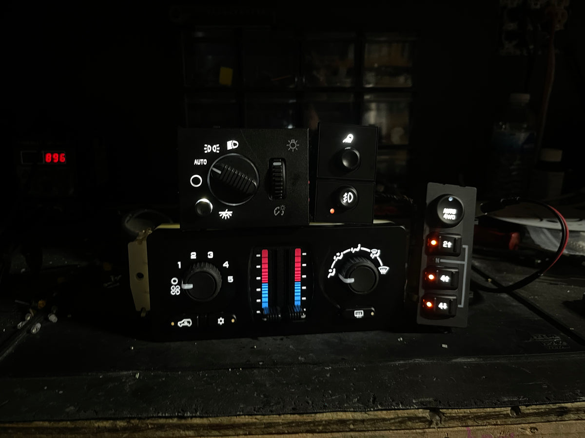 GMT800 LED Control Combo Package – Headlight/Fog, A/C Heater & 4WD Switch