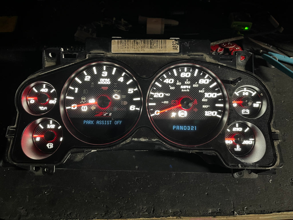 Z71 2007–2012 Silverado Sierra Tahoe Yukon Instrument Cluster | White LEDs | Programmed Mileage