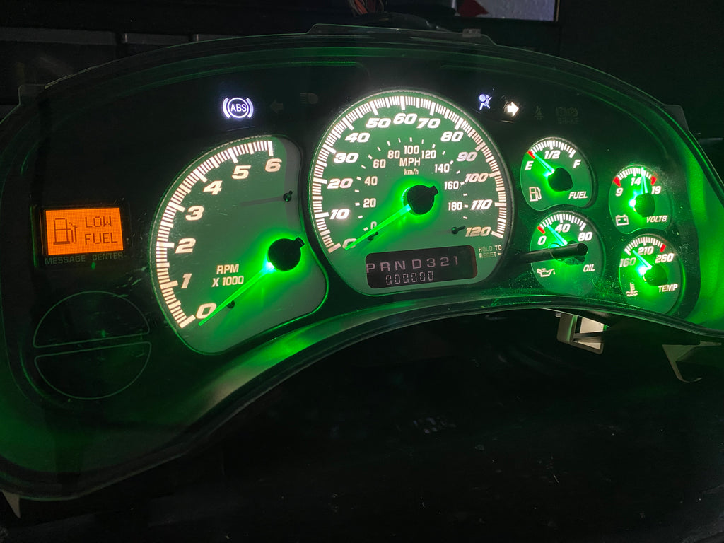1999–2002 Silverado / Sierra White SS 120 MPH Gauge Cluster –white LEDs  | Plug & Play Rebuild
