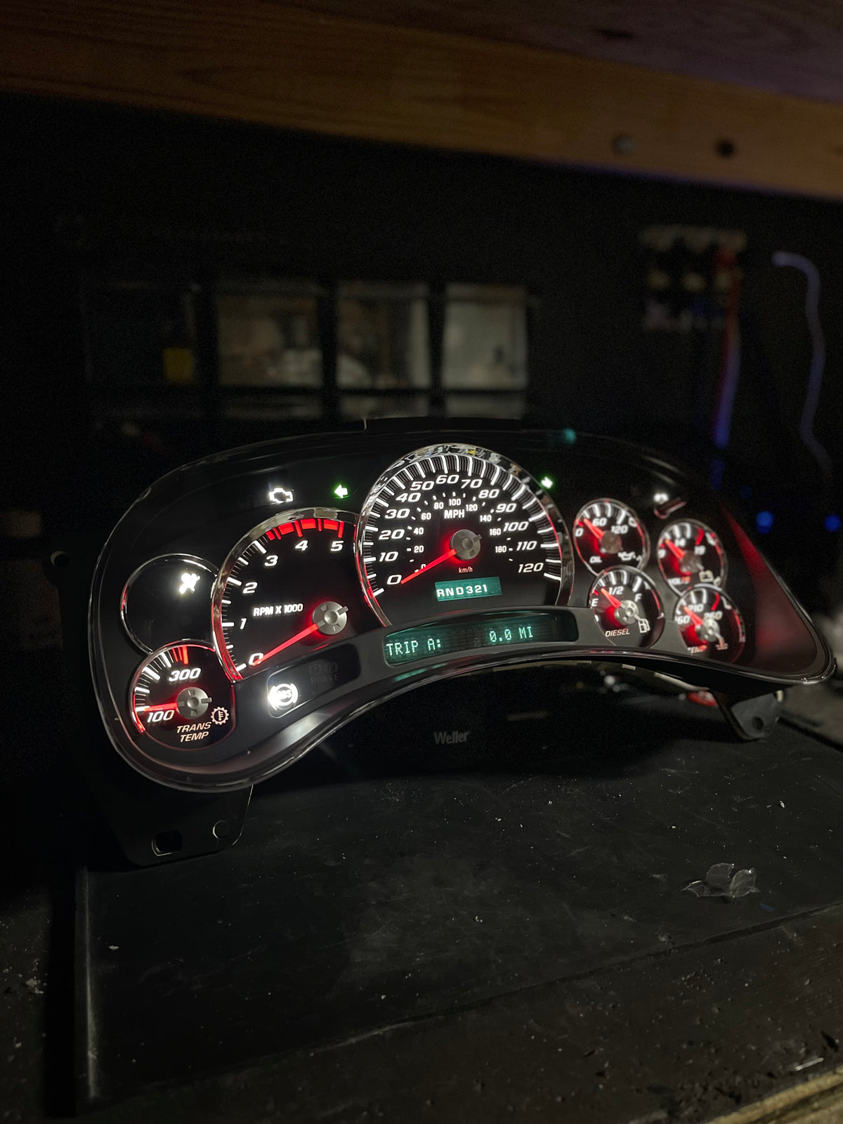 Duramax GMT800 Gauge Cluster – Black SS Overlay | 2003–2006 Silverado 2500HD/3500HD