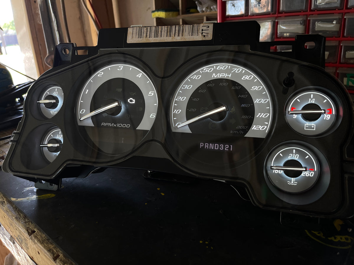 2007–2012 Silverado Sierra Tahoe Yukon Instrument Cluster | White LEDs | Programmed Mileage