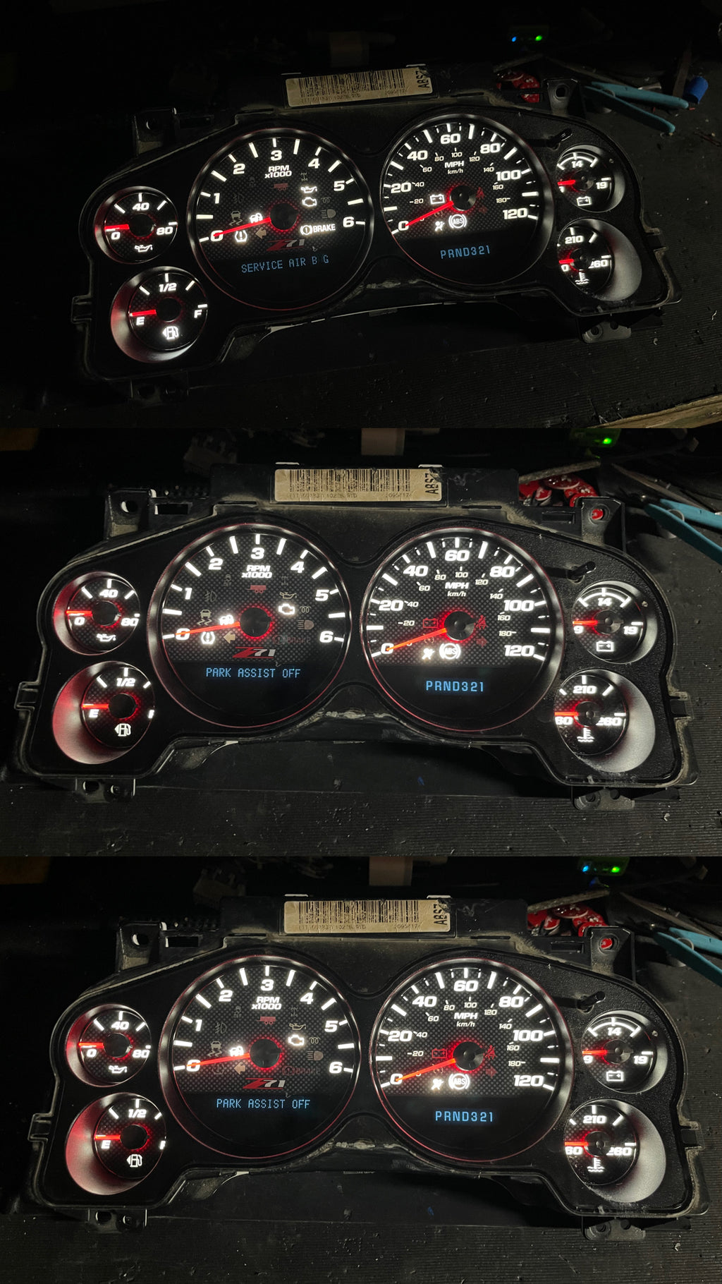 Z71 2007–2012 Silverado Sierra Tahoe Yukon Instrument Cluster | White LEDs | Programmed Mileage