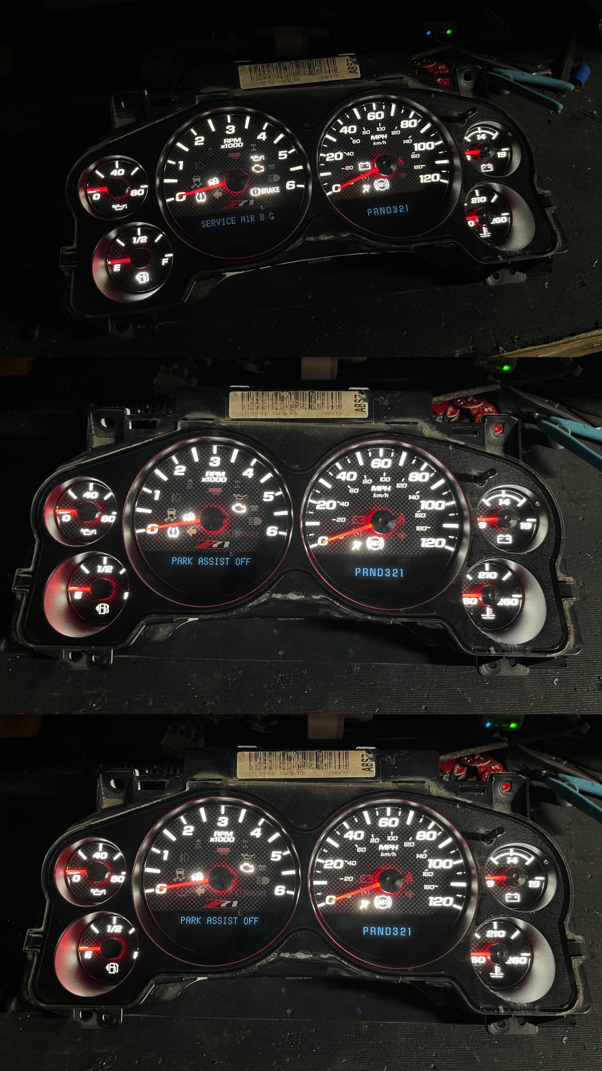 Z71 2007–2012 Silverado Sierra Tahoe Yukon Instrument Cluster | White LEDs | Programmed Mileage