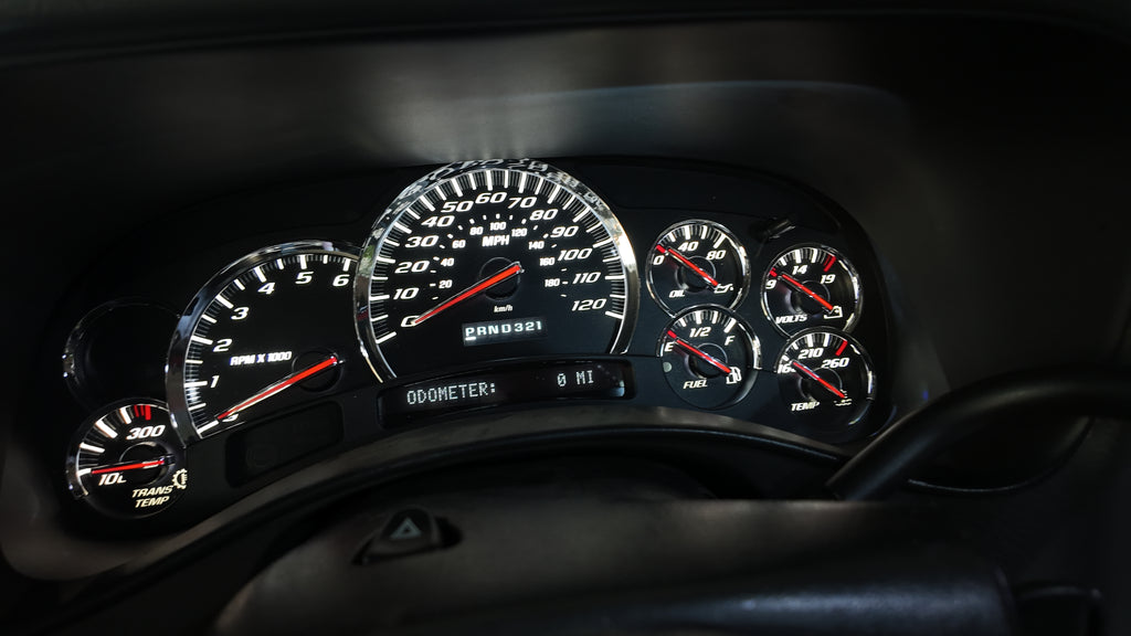 2003–2007 GM Custom Cluster – US Speedo SS Black Edition (Platinum Needles / Chrome Bezel)