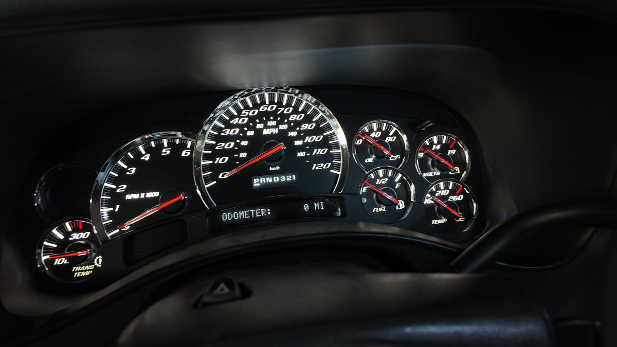 2003–2007 GM Custom Cluster – US Speedo SS Black Edition (Platinum Needles / Chrome Bezel)