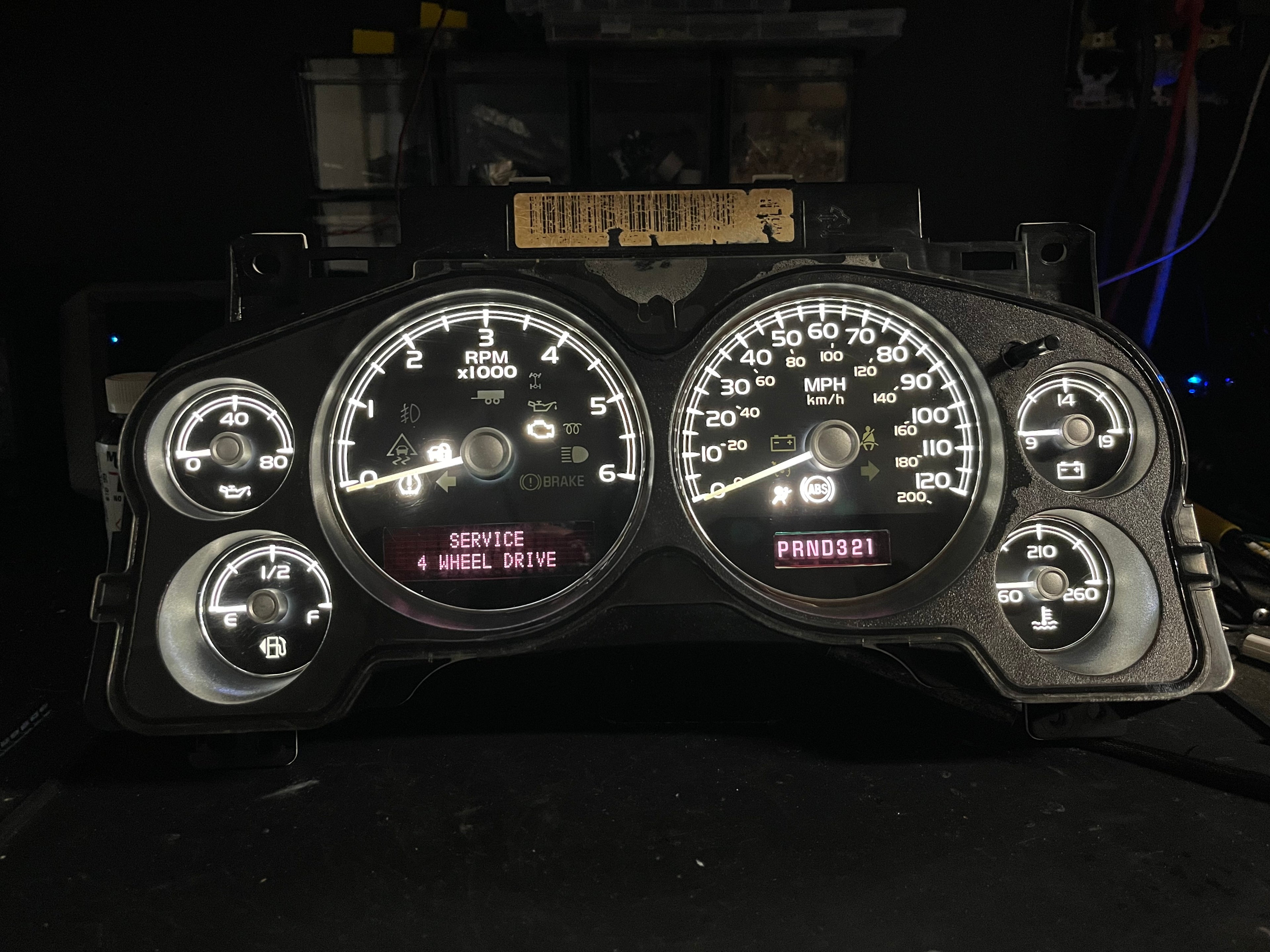 2007–2012 Silverado Sierra Tahoe Yukon Instrument Cluster | White LEDs | Programmed Mileage