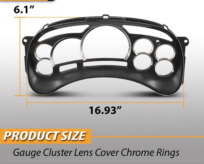 2003–2006 Chevy/GMC Gauge Cluster Lens Cover w/ Chrome Rings | Silverado, Sierra, Tahoe, Suburban, Yukon, Escalade