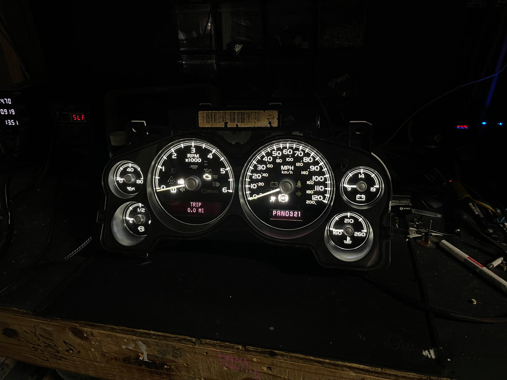 2007–2012 Silverado Sierra Tahoe Yukon Instrument Cluster | White LEDs | Programmed Mileage