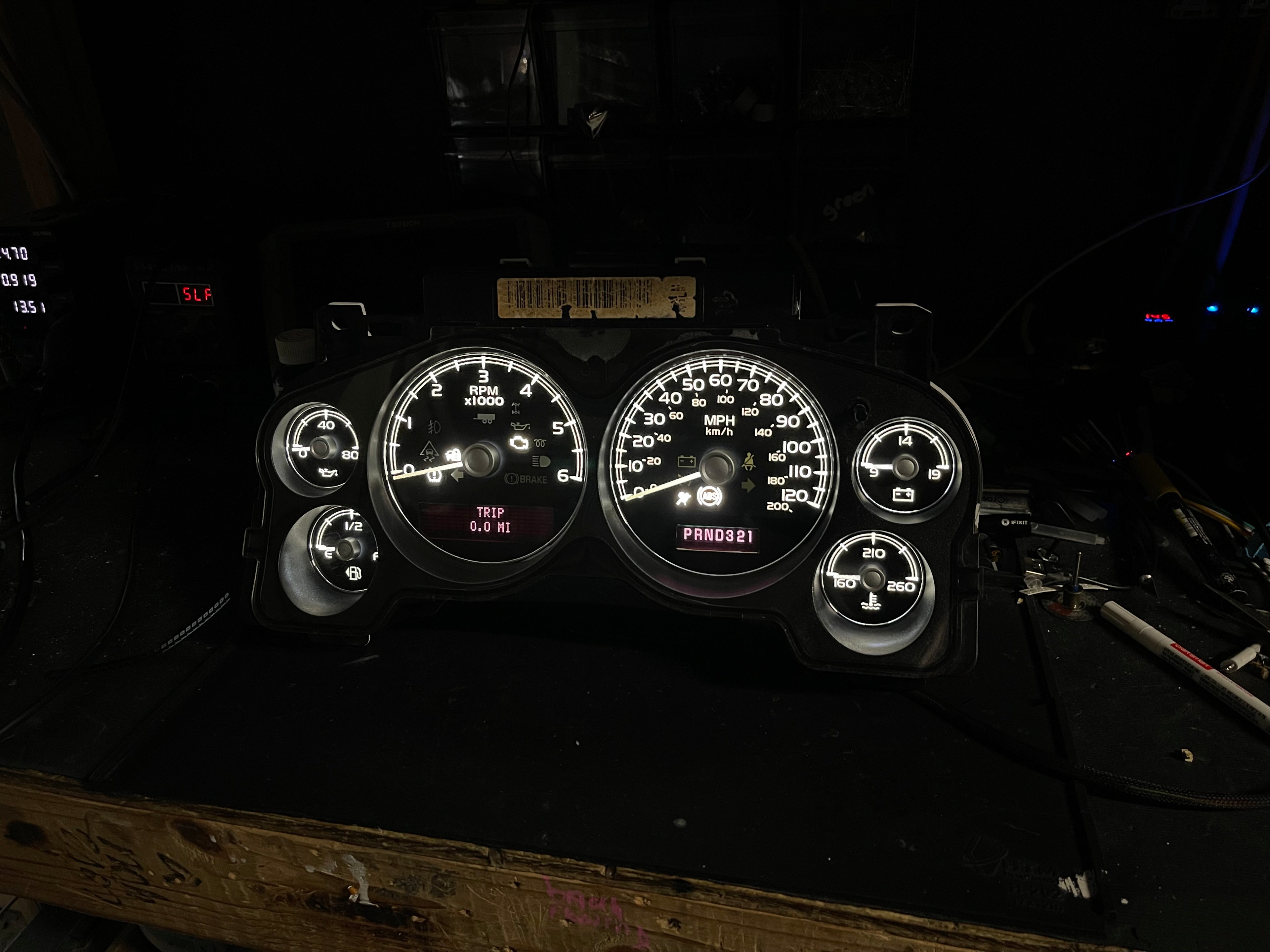 2007–2012 Silverado Sierra Tahoe Yukon Instrument Cluster | White LEDs | Programmed Mileage