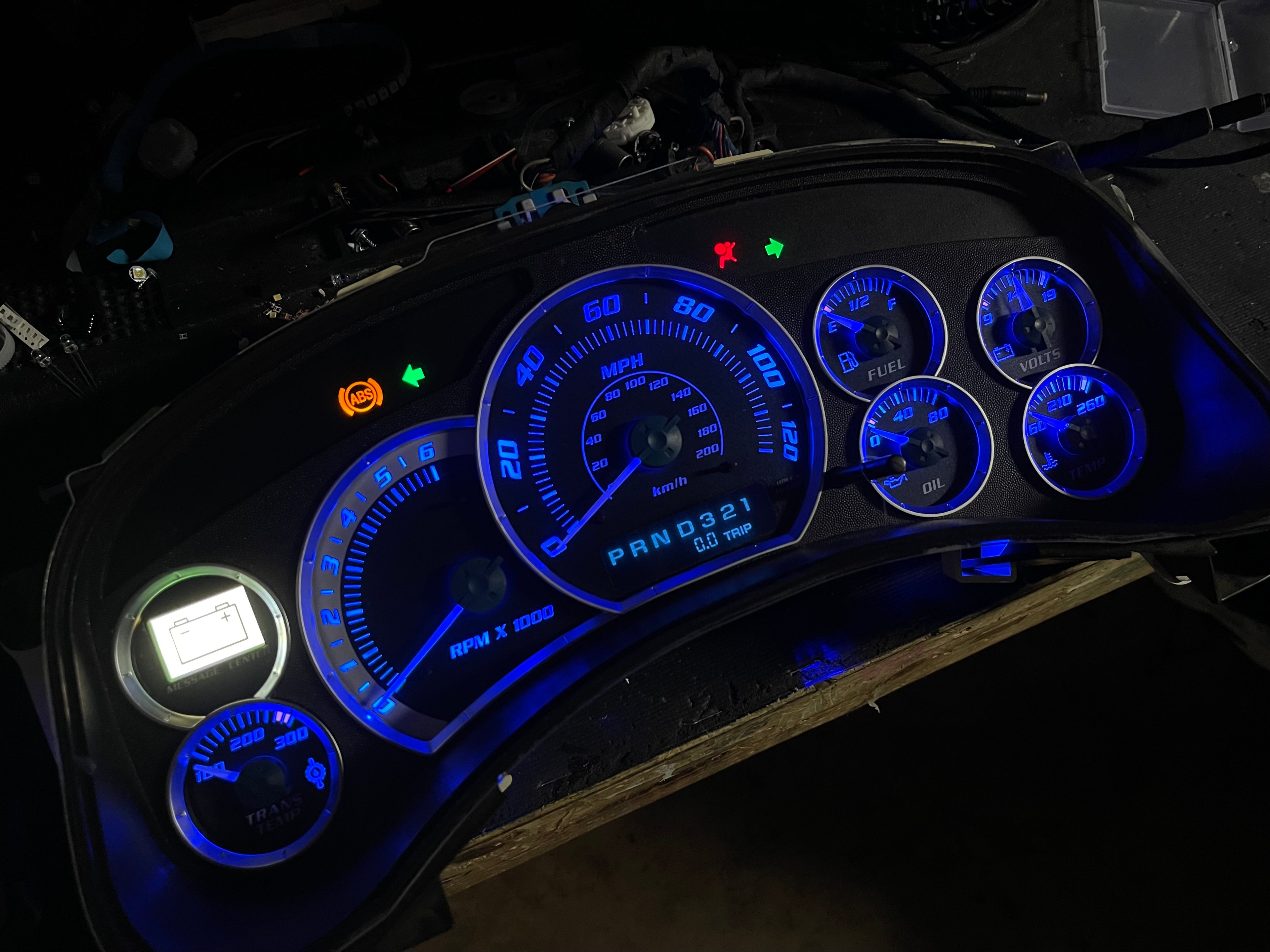 1999–2002 Escalade and Silverado / Sierra blue  SS 120 MPH Gauge Cluster – blue LEDs + | Plug & Play Rebuild