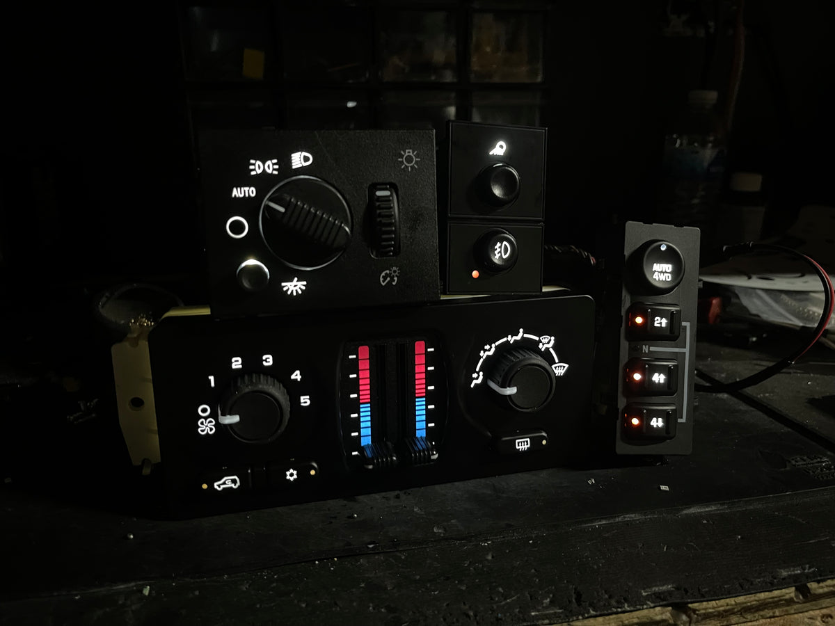 GMT800 LED Control Combo Package – Headlight/Fog, A/C Heater, 4WD & Steering Wheel Controls
