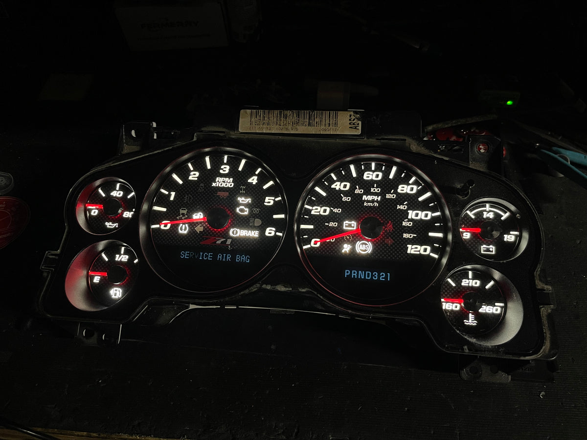 Z71 2007–2012 Silverado Sierra Tahoe Yukon Instrument Cluster | White LEDs | Programmed Mileage