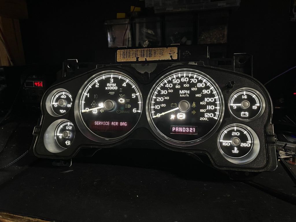 2007–2012 Silverado Sierra Tahoe Yukon Instrument Cluster | White LEDs | Programmed Mileage
