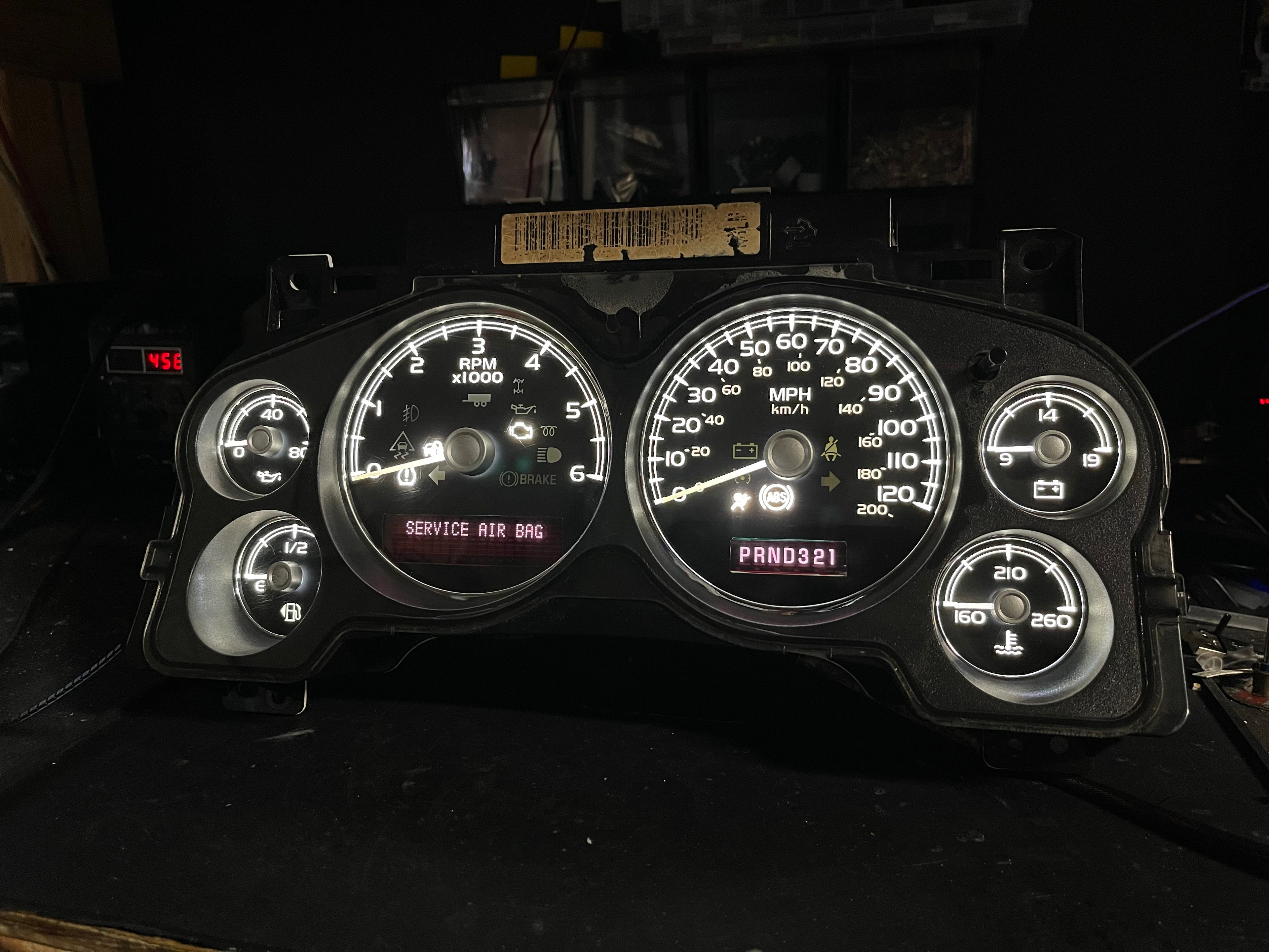 2007–2012 Silverado Sierra Tahoe Yukon Instrument Cluster | White LEDs | Programmed Mileage