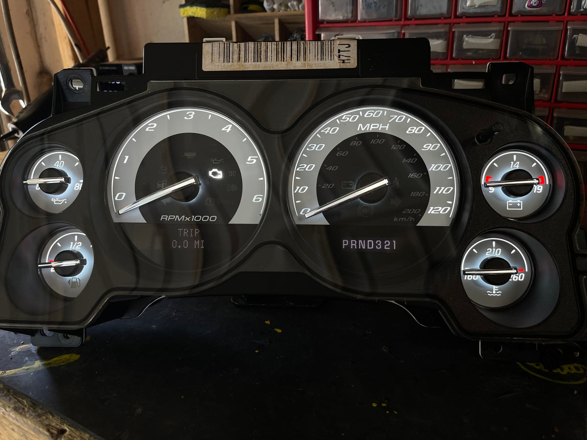 2007–2012 Silverado Sierra Tahoe Yukon Instrument Cluster | White LEDs | Programmed Mileage