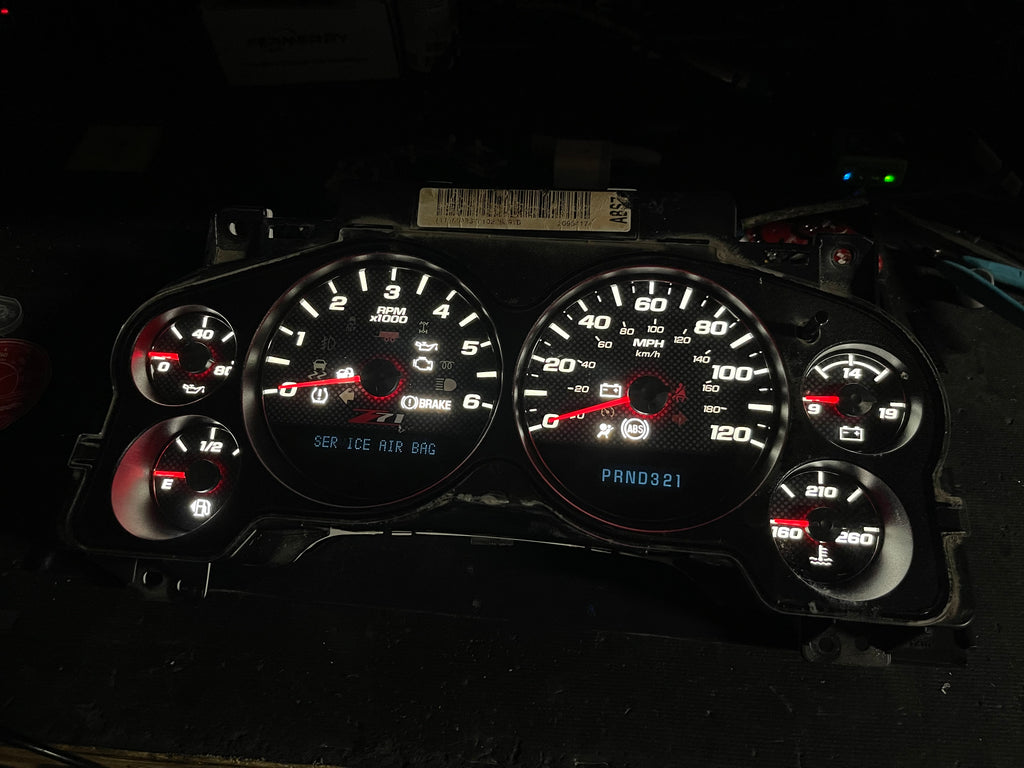 Z71 2007–2012 Silverado Sierra Tahoe Yukon Instrument Cluster | White LEDs | Programmed Mileage