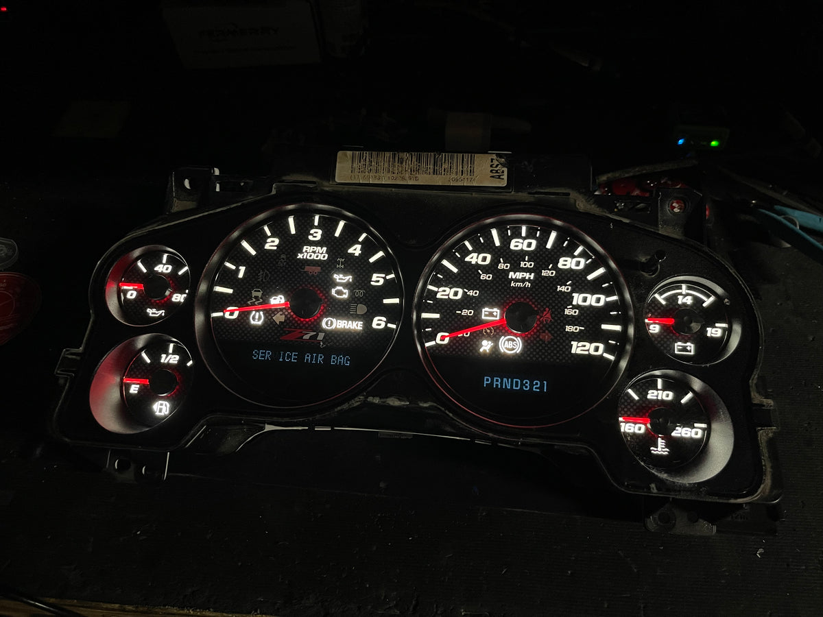 Z71 2007–2012 Silverado Sierra Tahoe Yukon Instrument Cluster | White LEDs | Programmed Mileage