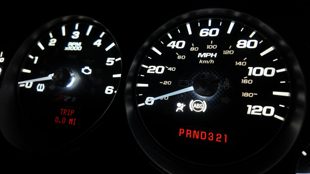 2007–2014 GM Carbon Fiber Z71 Gauge Cluster | white LED Backlight + White Warning Lights |
