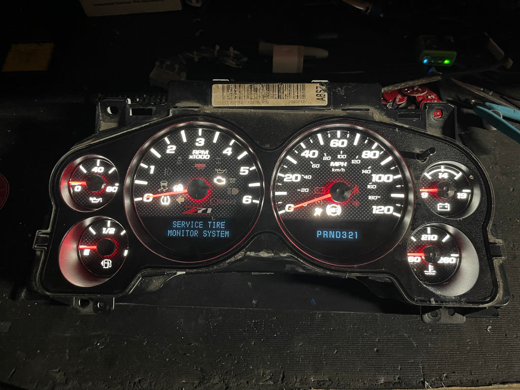 Z71 2007–2012 Silverado Sierra Tahoe Yukon Instrument Cluster | White LEDs | Programmed Mileage
