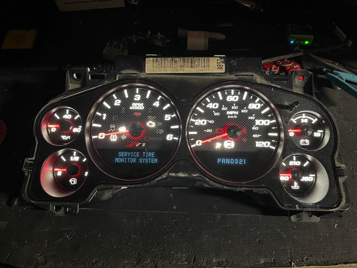 Z71 2007–2012 Silverado Sierra Tahoe Yukon Instrument Cluster | White LEDs | Programmed Mileage