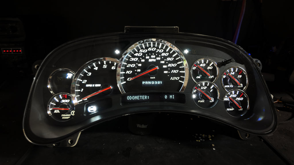 2003–2007 GM Custom Cluster – US Speedo SS Black Edition (Platinum Needles / Chrome Bezel)