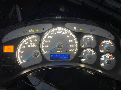 1999–2002 Silverado / Sierra White SS 100 MPH Gauge Cluster –white LEDs  | Plug & Play Rebuild PRE ORDER 2-6 day wait time
