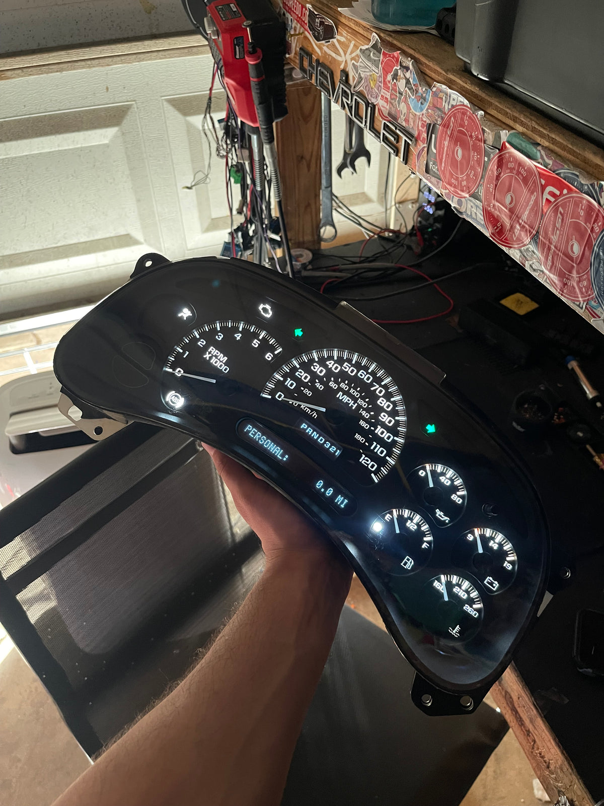 2003–2007 GM Gauge Cluster – White LED Upgrade (No Trans Temp)