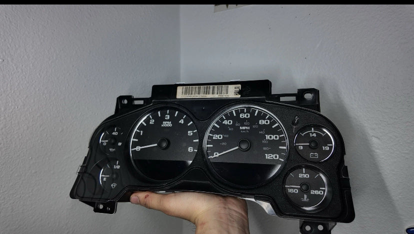 07-12 Silverado Sierra Speedometer Instrument Gauge Cluster WHITE LED