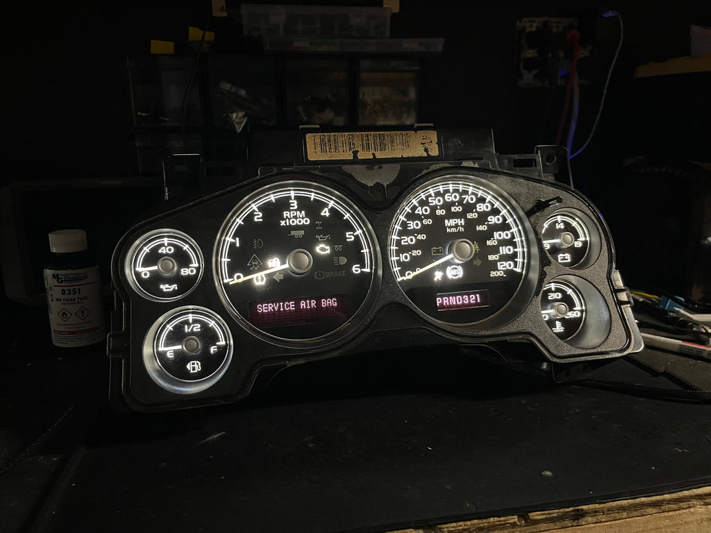2007–2012 Silverado Sierra Tahoe Yukon Instrument Cluster | White LEDs | Programmed Mileage