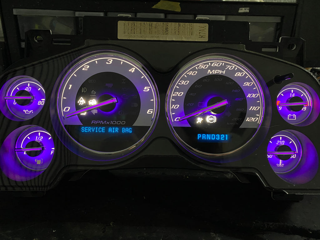 2007–2012 Silverado Sierra Tahoe Yukon Instrument Cluster | White LEDs | Programmed Mileage