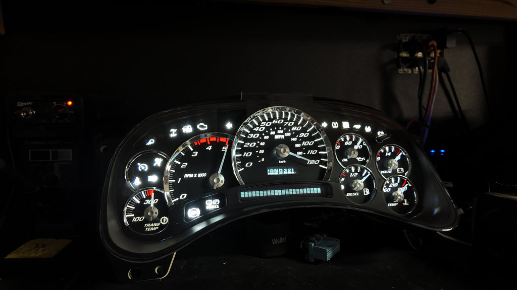 Duramax GMT800 Gauge Cluster – Black SS Overlay | 2003–2006 Silverado 2500HD/3500HD