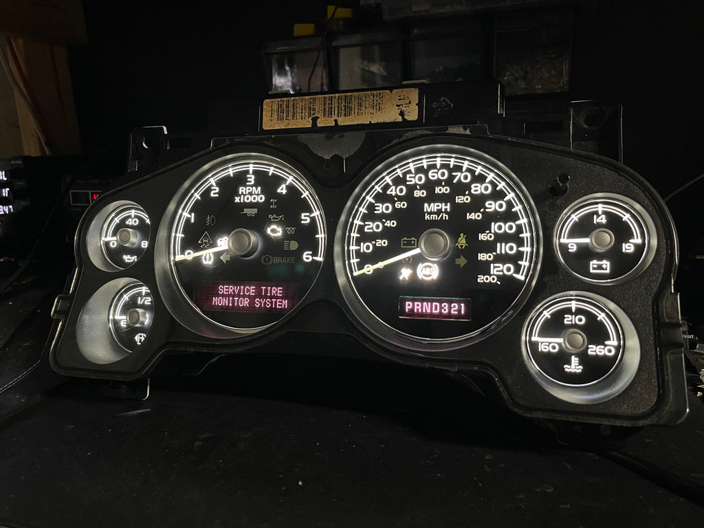 2007–2012 Silverado Sierra Tahoe Yukon Instrument Cluster | White LEDs | Programmed Mileage