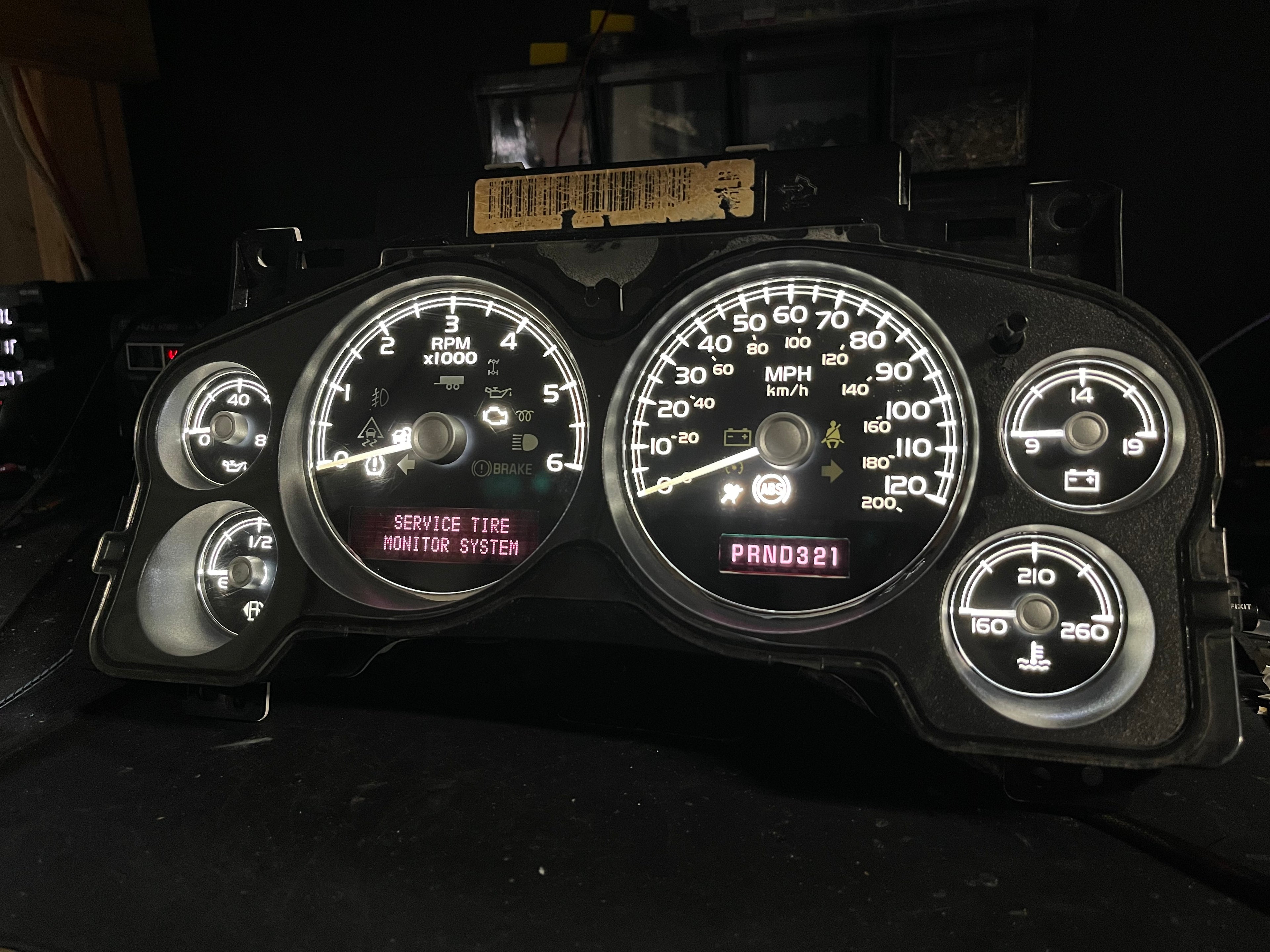 2007–2012 Silverado Sierra Tahoe Yukon Instrument Cluster | White LEDs | Programmed Mileage