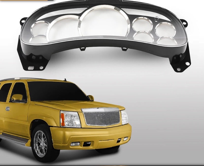 2003–2006 Chevy/GMC Gauge Cluster Lens Cover w/ Chrome Rings | Silverado, Sierra, Tahoe, Suburban, Yukon, Escalade