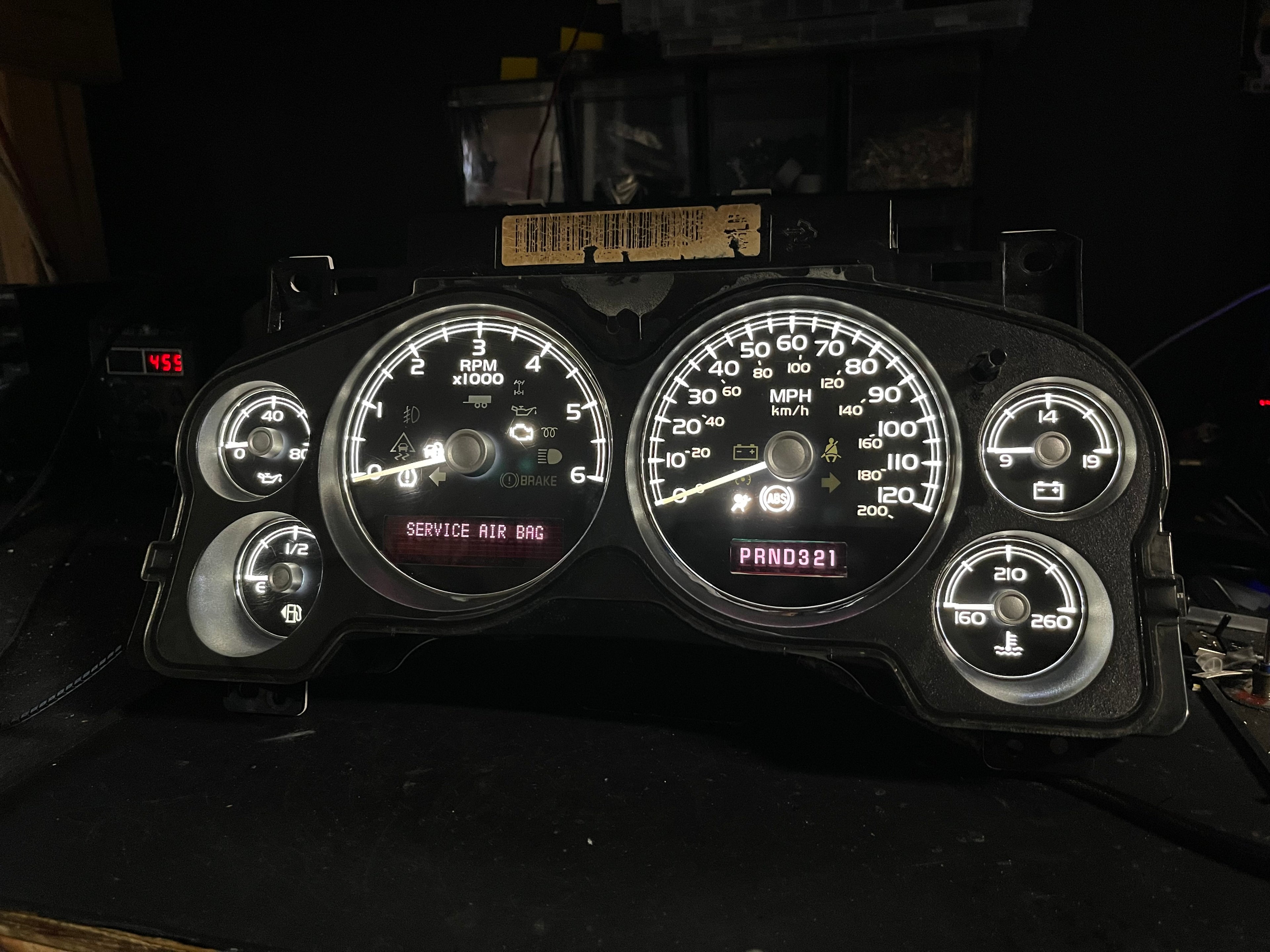 2007–2012 Silverado Sierra Tahoe Yukon Instrument Cluster | White LEDs | Programmed Mileage