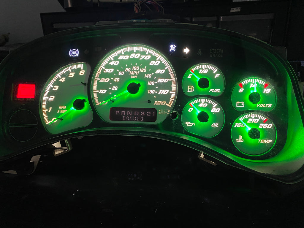 1999–2002 Silverado / Sierra White SS 120 MPH Gauge Cluster –white LEDs  | Plug & Play Rebuild