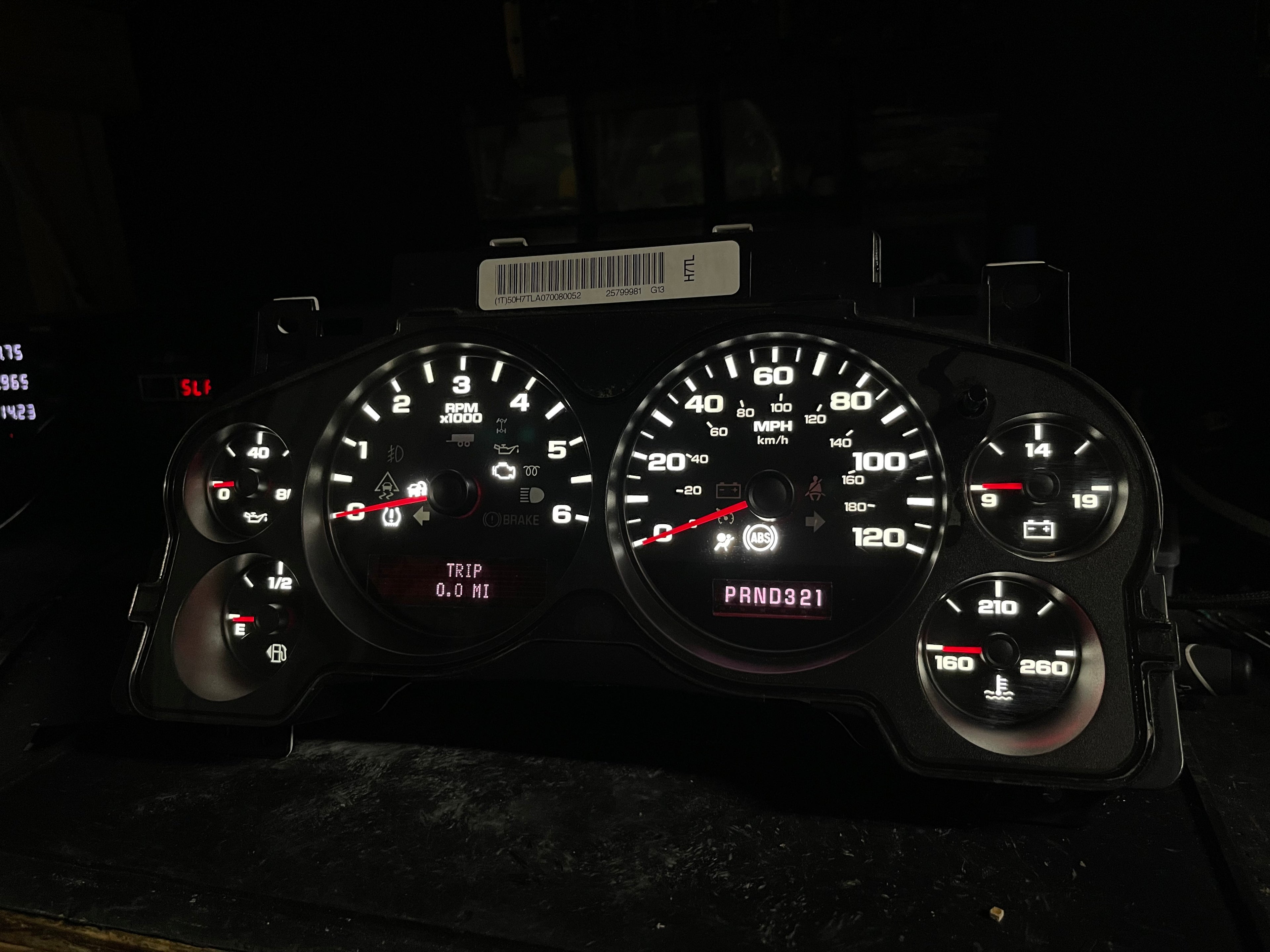 2007–2012 Silverado Sierra Tahoe Yukon Instrument Cluster | White LEDs | Programmed Mileage