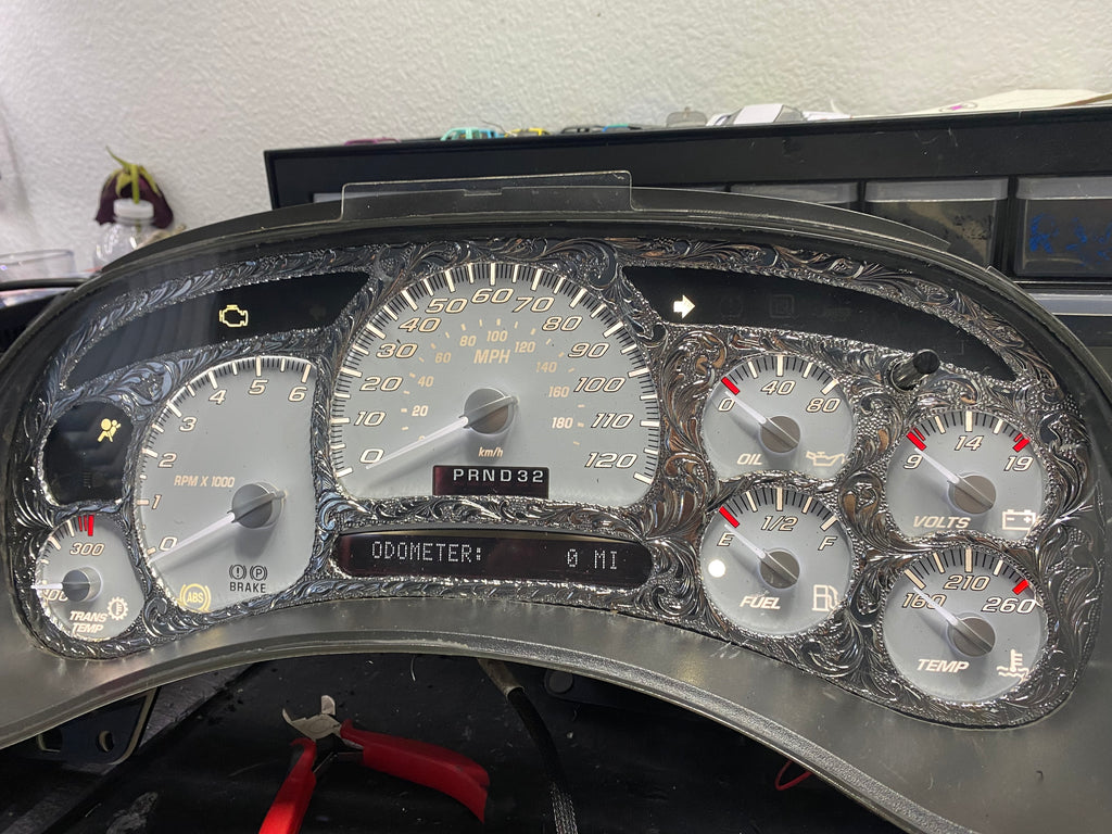 Custom Engraved Chevy/GMC Gauge Cluster – Handcrafted | 1999-2007 |