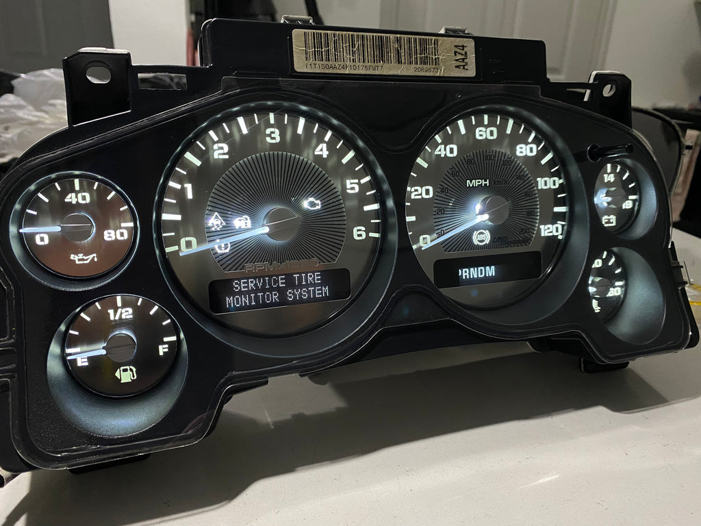 2007–2012 Silverado Sierra Tahoe Yukon Instrument Cluster | White LEDs | Programmed Mileage