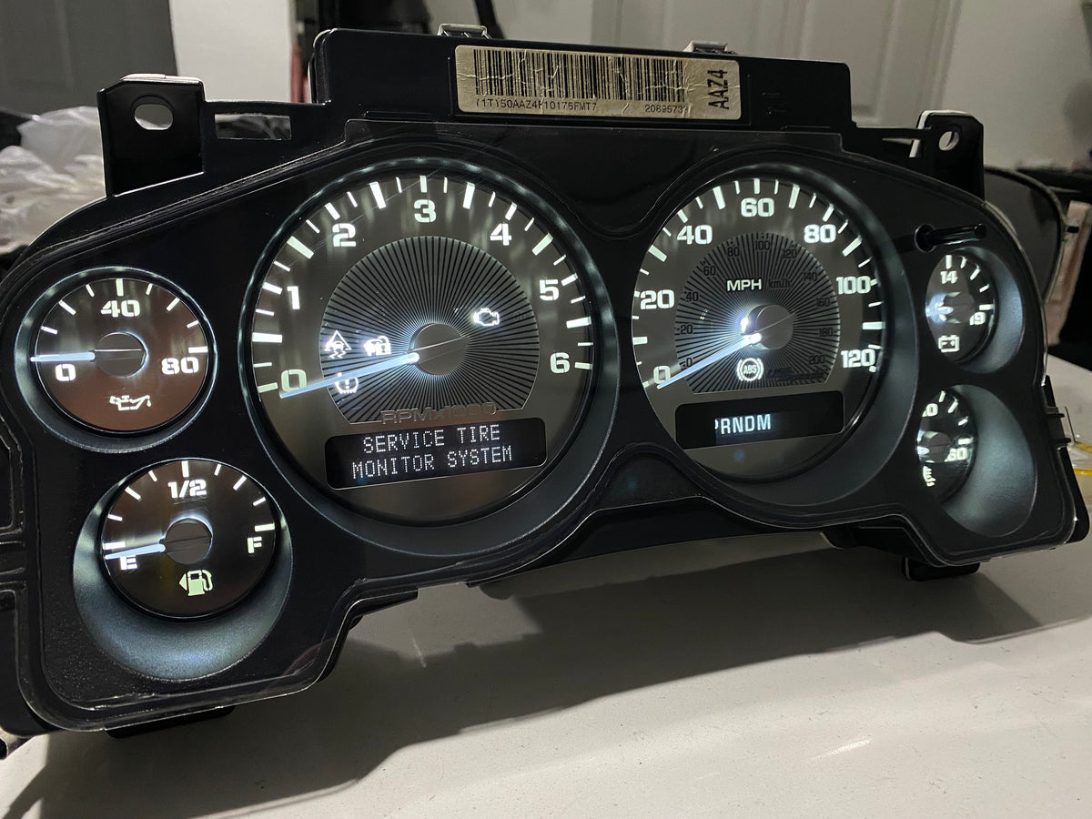 2007–2012 Silverado Sierra Tahoe Yukon Instrument Cluster | White LEDs | Programmed Mileage