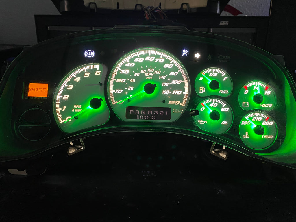 1999–2002 Silverado / Sierra White SS 120 MPH Gauge Cluster –white LEDs  | Plug & Play Rebuild