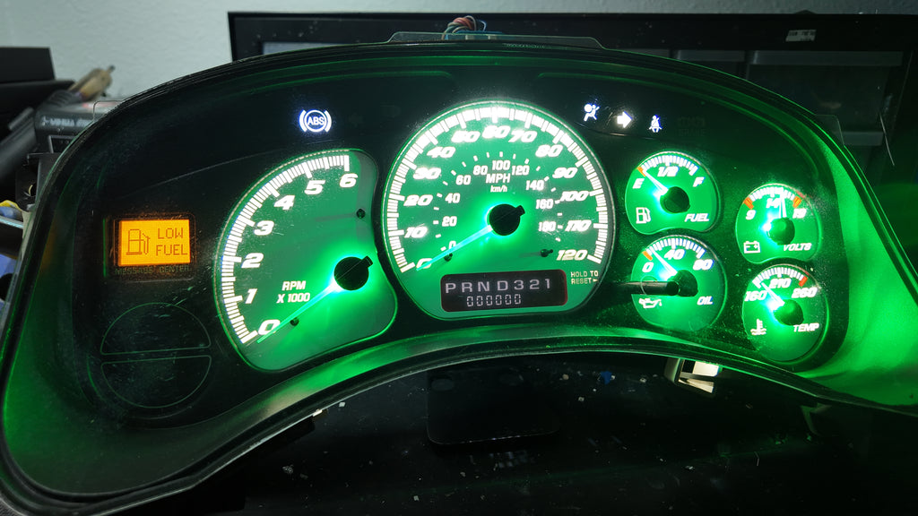 1999–2002 Silverado / Sierra White SS 120 MPH Gauge Cluster –white LEDs  | Plug & Play Rebuild
