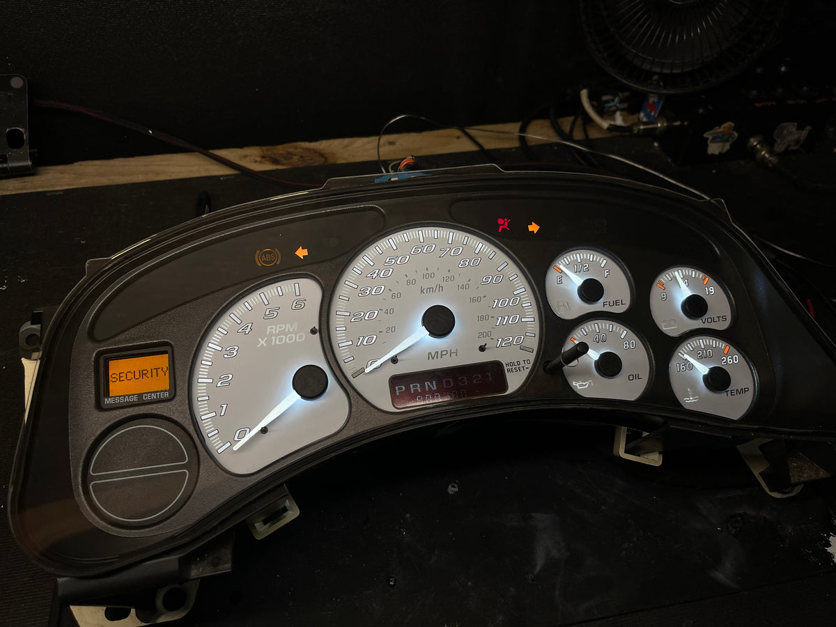 99-02 Silverado white LED cluster side angle